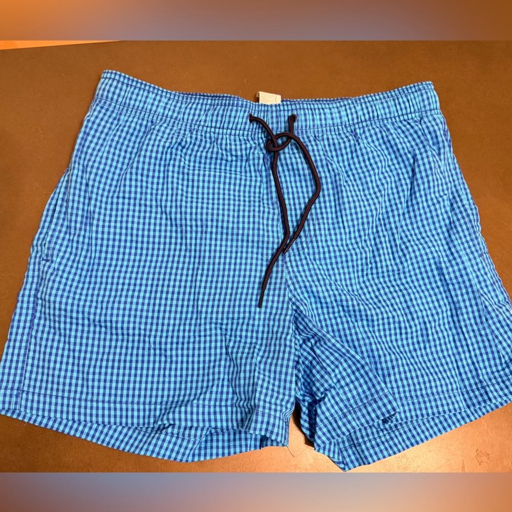 NEW PIOMBO Blue Gingham Men's Beachwear Shorts Sz Large ITALIAN BRAND